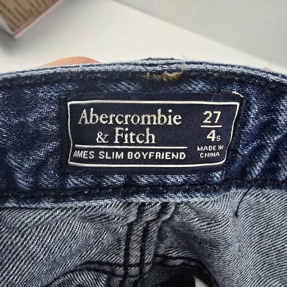 Abercrombie & Fitch Ames Slim Boyfriend Jeans Size 27 (4S) Dark Wash Denim 4281 - Picture 10 of 12
